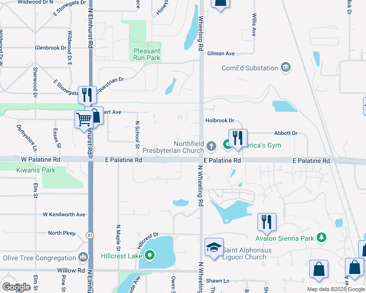 map of restaurants, bars, coffee shops, grocery stores, and more near 1575 Sandpebble Drive in Wheeling