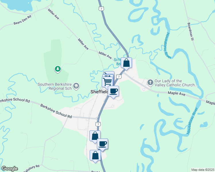 map of restaurants, bars, coffee shops, grocery stores, and more near 125 Main Street in Sheffield