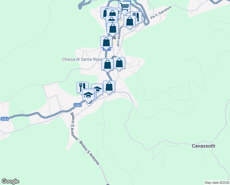 map of restaurants, bars, coffee shops, grocery stores, and more near 6 Via Cavassutti in Casoli