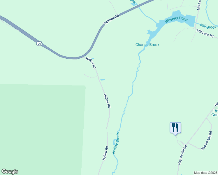 map of restaurants, bars, coffee shops, grocery stores, and more near 33 Hollow Road in Brimfield