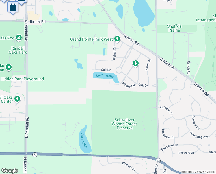 map of restaurants, bars, coffee shops, grocery stores, and more near 2735 Acorn Court in West Dundee