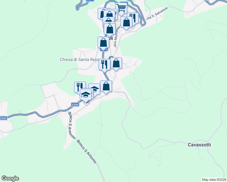 map of restaurants, bars, coffee shops, grocery stores, and more near 6 Via Cavassutti in Casoli