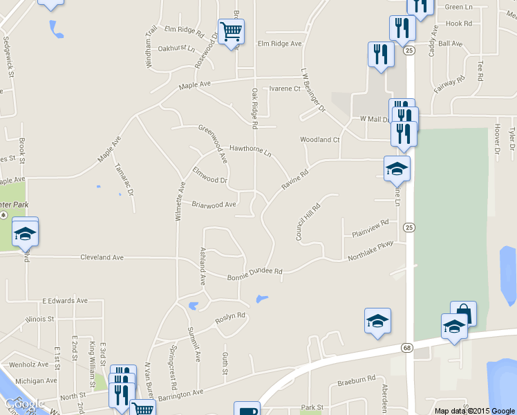 map of restaurants, bars, coffee shops, grocery stores, and more near 631 Ravine Road in East Dundee