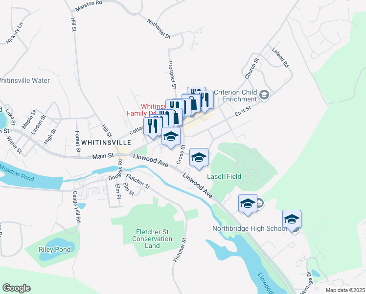map of restaurants, bars, coffee shops, grocery stores, and more near 30 Cross Street in Northbridge