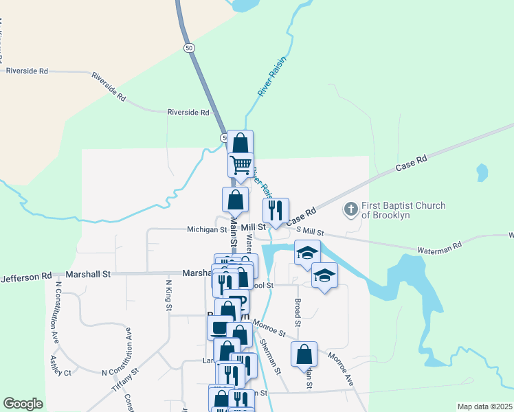 map of restaurants, bars, coffee shops, grocery stores, and more near 313 Tecumseh Street in Brooklyn