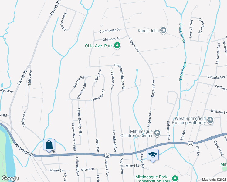 map of restaurants, bars, coffee shops, grocery stores, and more near 244 Greystone Avenue in West Springfield