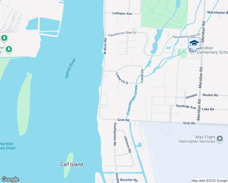 map of restaurants, bars, coffee shops, grocery stores, and more near 27175 Loma Ct in Grosse Ile Township