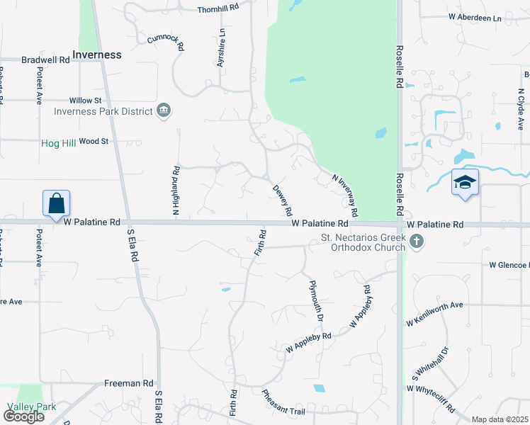 map of restaurants, bars, coffee shops, grocery stores, and more near 1762 Palatine Road in Inverness