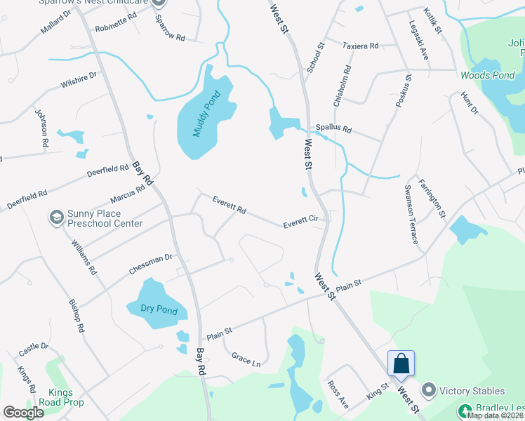 map of restaurants, bars, coffee shops, grocery stores, and more near 127 Everett Road in Stoughton