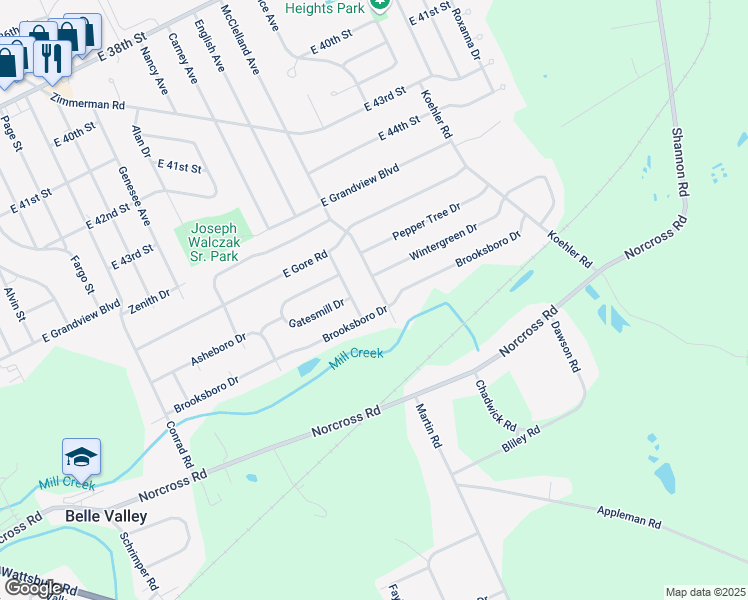 map of restaurants, bars, coffee shops, grocery stores, and more near 4918 Mcclelland Avenue in Erie