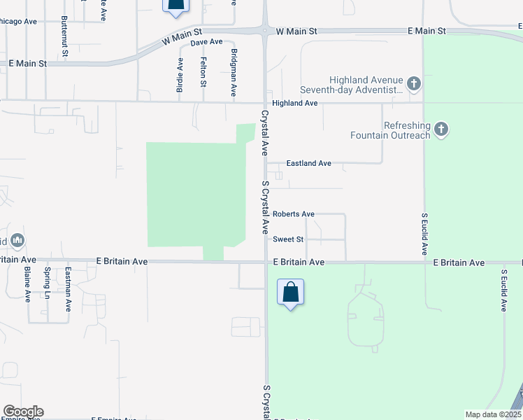 map of restaurants, bars, coffee shops, grocery stores, and more near 360 South Crystal Avenue in Benton Harbor