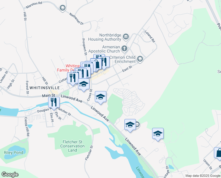 map of restaurants, bars, coffee shops, grocery stores, and more near 24 Willow Street in Northbridge