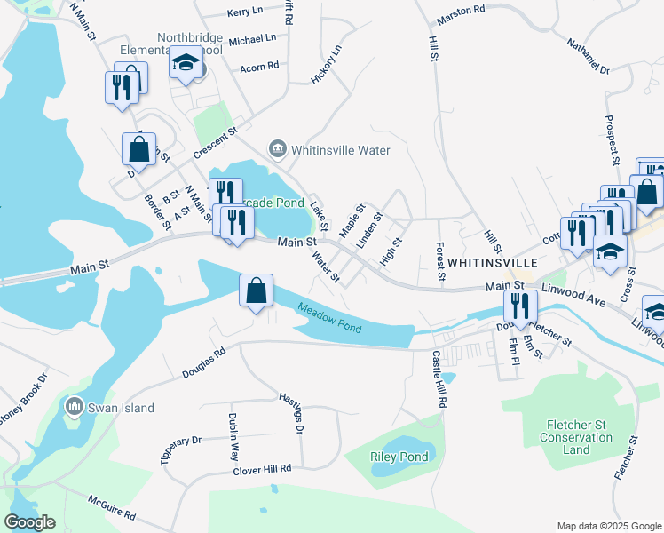 map of restaurants, bars, coffee shops, grocery stores, and more near 9 West Street in Northbridge