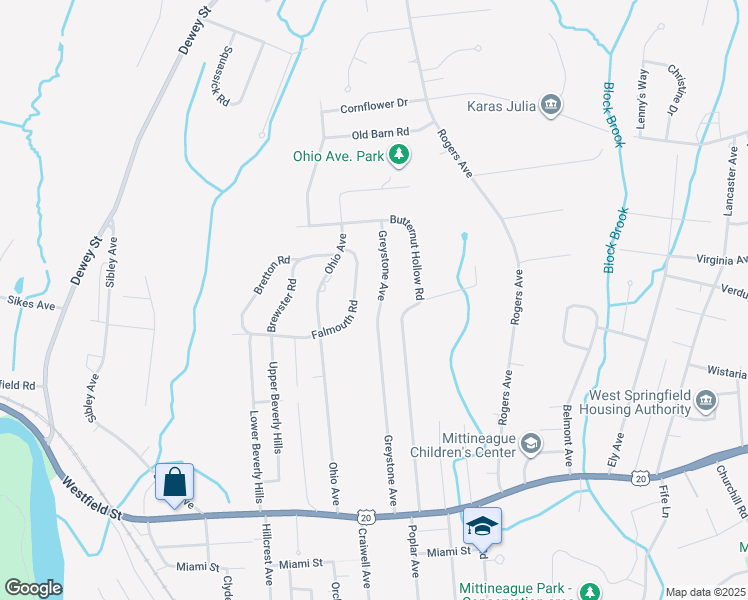 map of restaurants, bars, coffee shops, grocery stores, and more near 244 Greystone Avenue in West Springfield