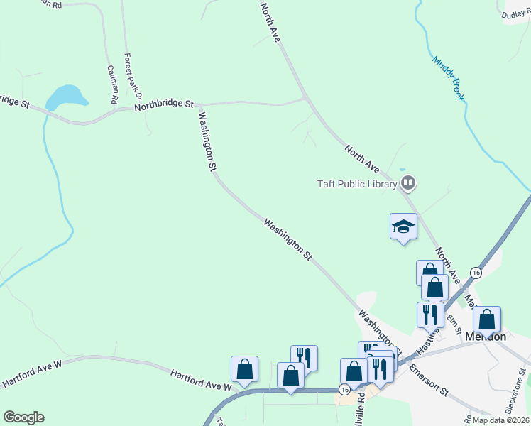 map of restaurants, bars, coffee shops, grocery stores, and more near 41 Washington Street in Mendon