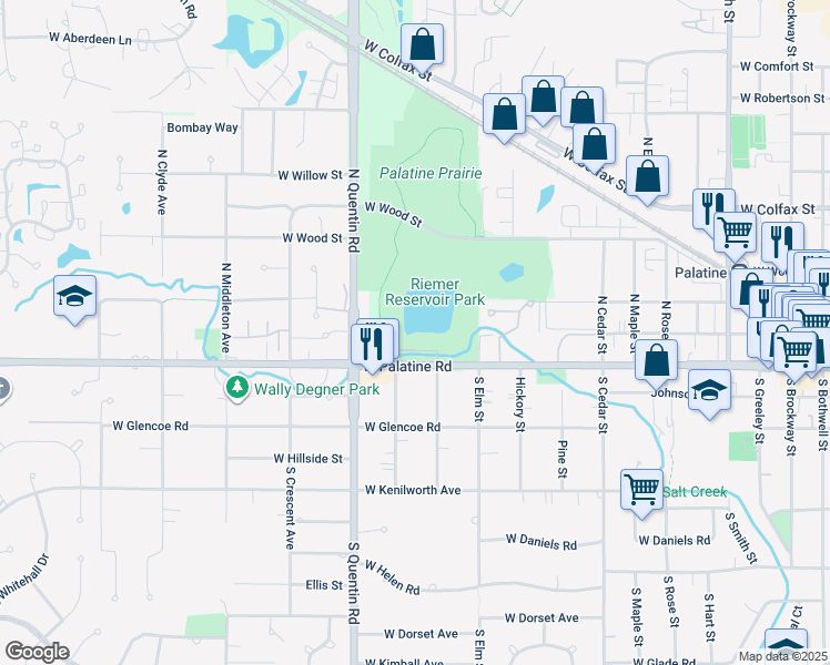 map of restaurants, bars, coffee shops, grocery stores, and more near in Hoffman Estates