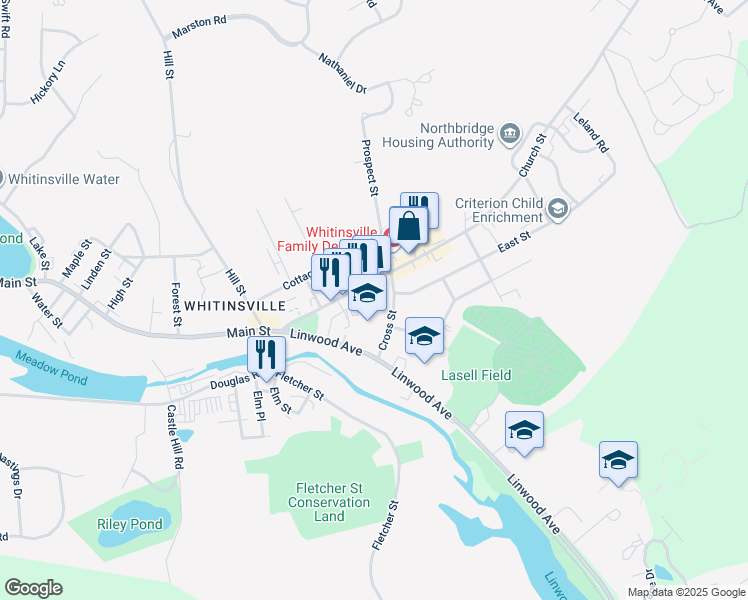 map of restaurants, bars, coffee shops, grocery stores, and more near 22 Cross Street in Northbridge