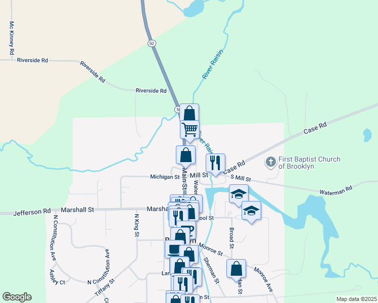 map of restaurants, bars, coffee shops, grocery stores, and more near River Street in Brooklyn