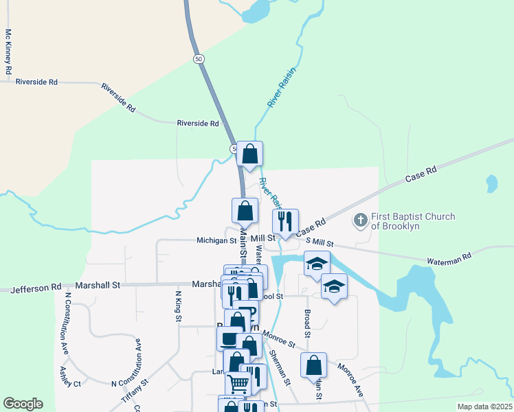 map of restaurants, bars, coffee shops, grocery stores, and more near River Street in Brooklyn