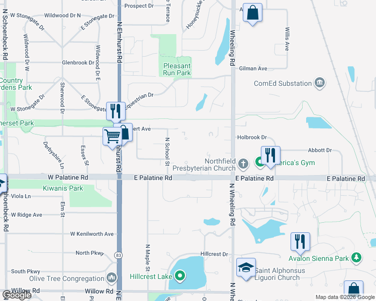 map of restaurants, bars, coffee shops, grocery stores, and more near 806 Waltz Court in Prospect Heights