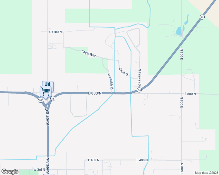 map of restaurants, bars, coffee shops, grocery stores, and more near Brookside Drive in Preston