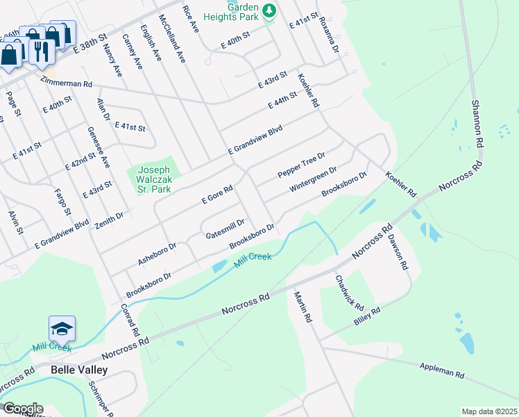 map of restaurants, bars, coffee shops, grocery stores, and more near 4918 Mcclelland Ave in Erie