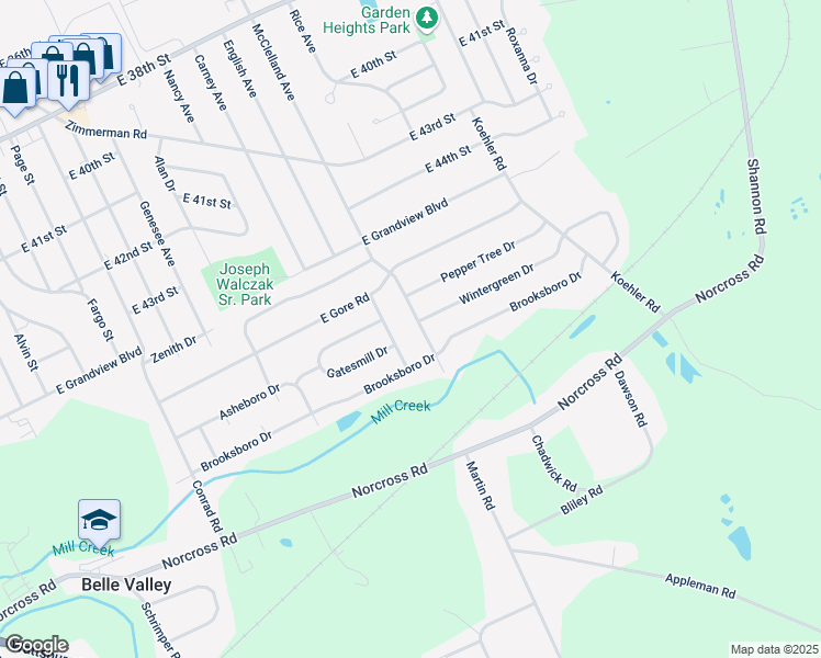 map of restaurants, bars, coffee shops, grocery stores, and more near 4918 Mcclelland Ave in Erie