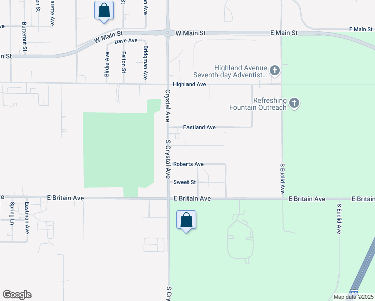 map of restaurants, bars, coffee shops, grocery stores, and more near 1740 Roberts Avenue in Benton Harbor