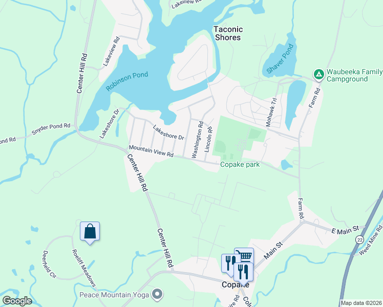 map of restaurants, bars, coffee shops, grocery stores, and more near 14 Taft Rd in Copake