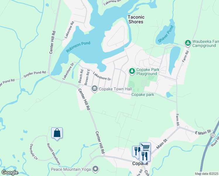 map of restaurants, bars, coffee shops, grocery stores, and more near 104 Mountain View Rd in Copake