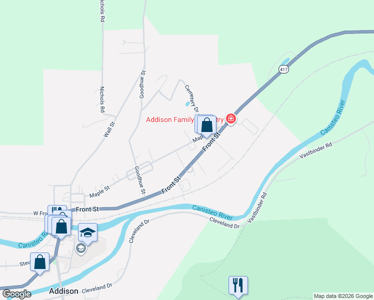 map of restaurants, bars, coffee shops, grocery stores, and more near 80 Maple Street in Addison