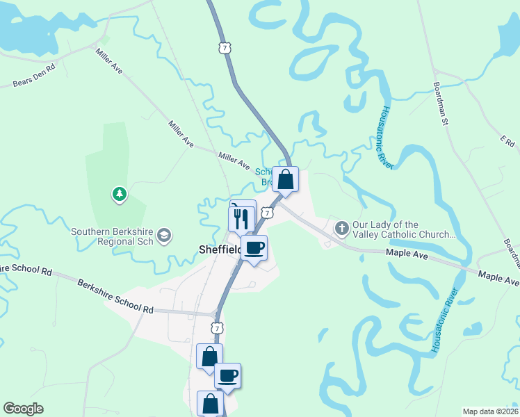 map of restaurants, bars, coffee shops, grocery stores, and more near 197 Main Street in Sheffield