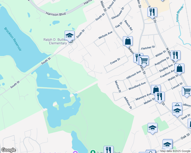 map of restaurants, bars, coffee shops, grocery stores, and more near 29 Leo's Lane in Avon