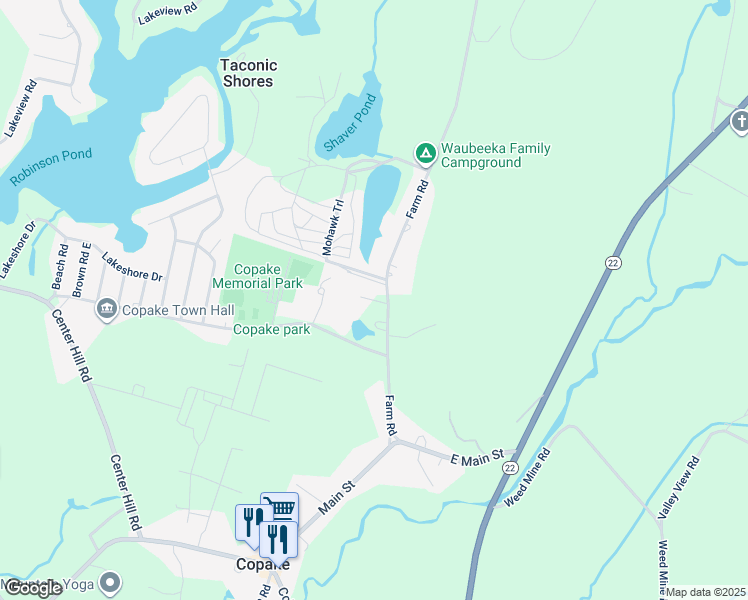 map of restaurants, bars, coffee shops, grocery stores, and more near 6 Parkview Court in Copake