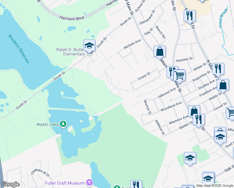 map of restaurants, bars, coffee shops, grocery stores, and more near 29 Leo's Lane in Avon