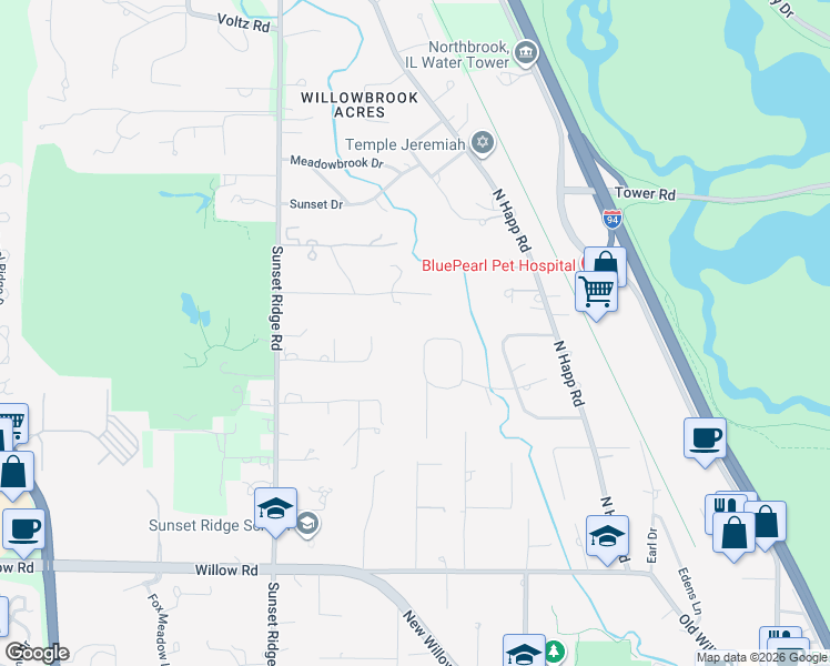 map of restaurants, bars, coffee shops, grocery stores, and more near 180 Old Farm Road in Northfield
