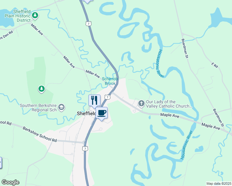 map of restaurants, bars, coffee shops, grocery stores, and more near 1 Miller Avenue in Sheffield