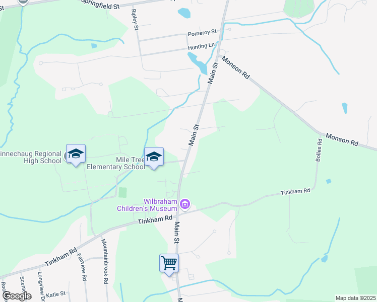 map of restaurants, bars, coffee shops, grocery stores, and more near 625 Main Street in Wilbraham