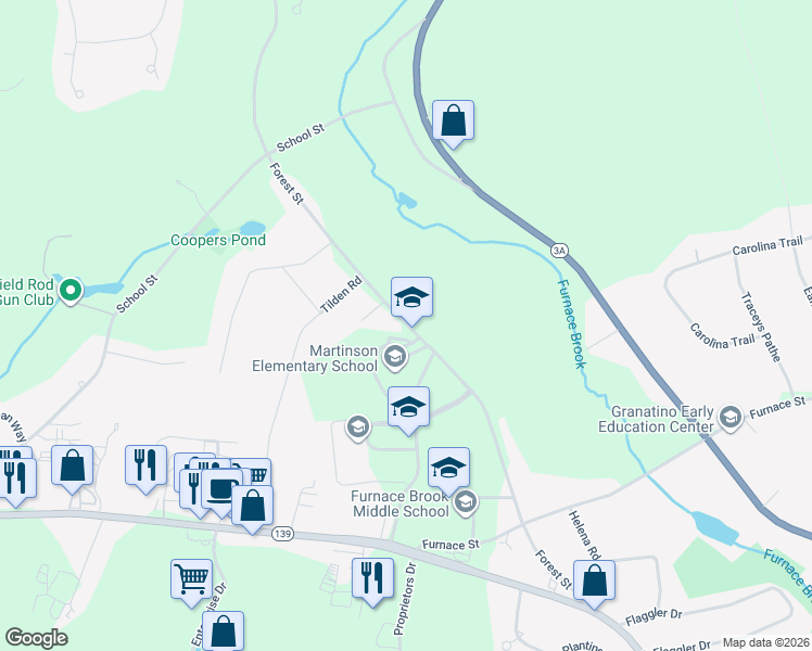 map of restaurants, bars, coffee shops, grocery stores, and more near 275 Forest Street in Marshfield
