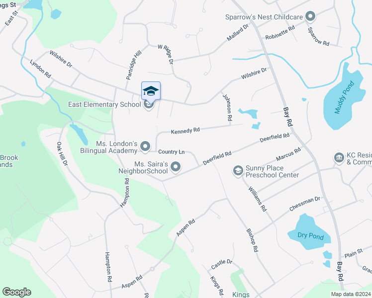 map of restaurants, bars, coffee shops, grocery stores, and more near 15 Country Lane in Sharon