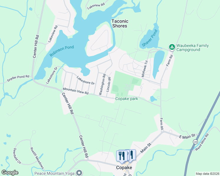 map of restaurants, bars, coffee shops, grocery stores, and more near 117 Lincoln Rd in Copake
