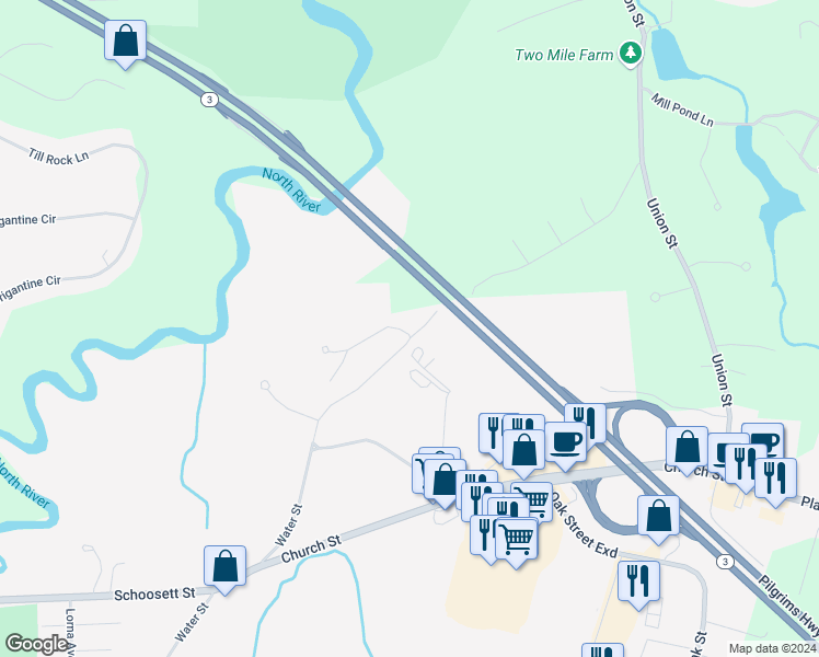 map of restaurants, bars, coffee shops, grocery stores, and more near 7 Packet Landing in Pembroke
