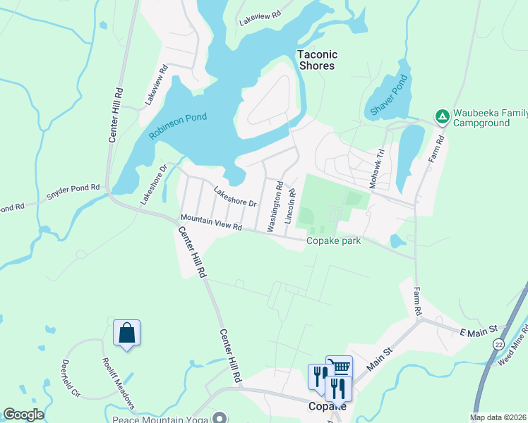 map of restaurants, bars, coffee shops, grocery stores, and more near 14 Taft Rd in Copake