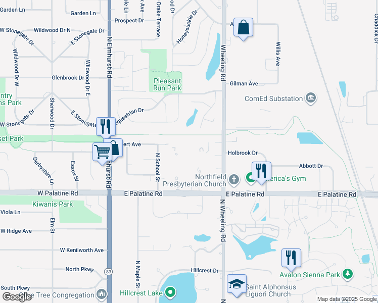 map of restaurants, bars, coffee shops, grocery stores, and more near 1450 Sandpebble Drive in Wheeling
