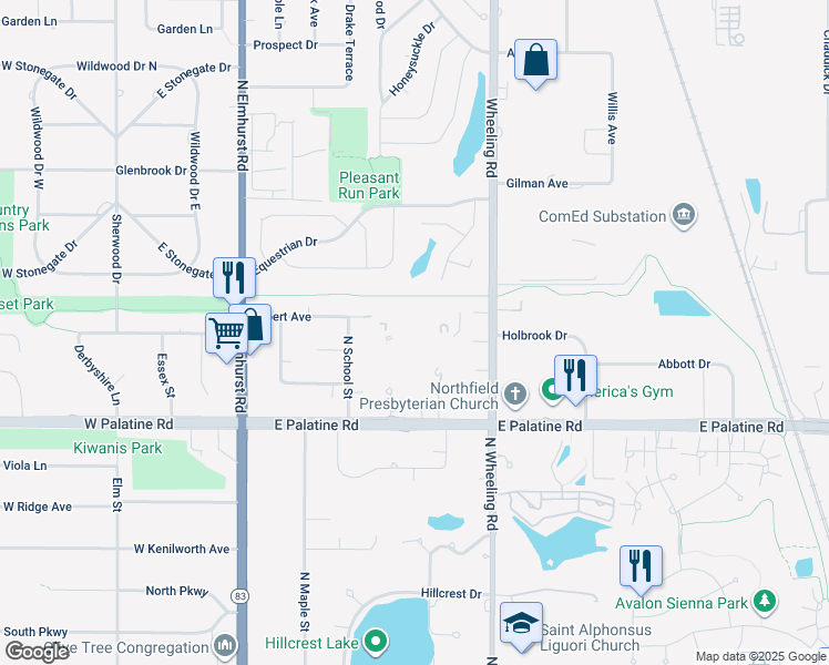 map of restaurants, bars, coffee shops, grocery stores, and more near 1450 Sandpebble Drive in Wheeling