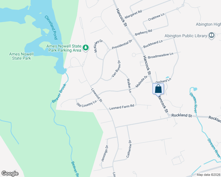 map of restaurants, bars, coffee shops, grocery stores, and more near 173 Malinda Drive in Abington