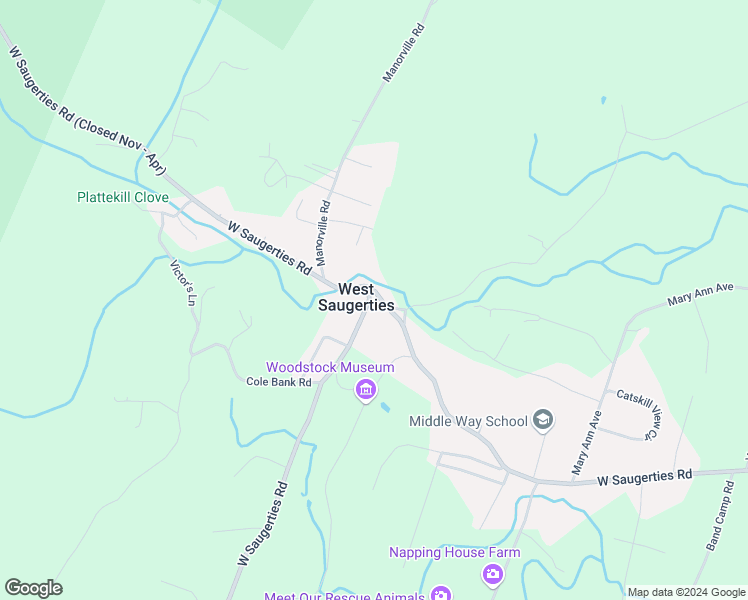 map of restaurants, bars, coffee shops, grocery stores, and more near 403 West Saugerties Road in Saugerties