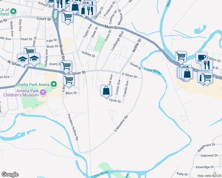 map of restaurants, bars, coffee shops, grocery stores, and more near 26 Cleveland Avenue in Westfield