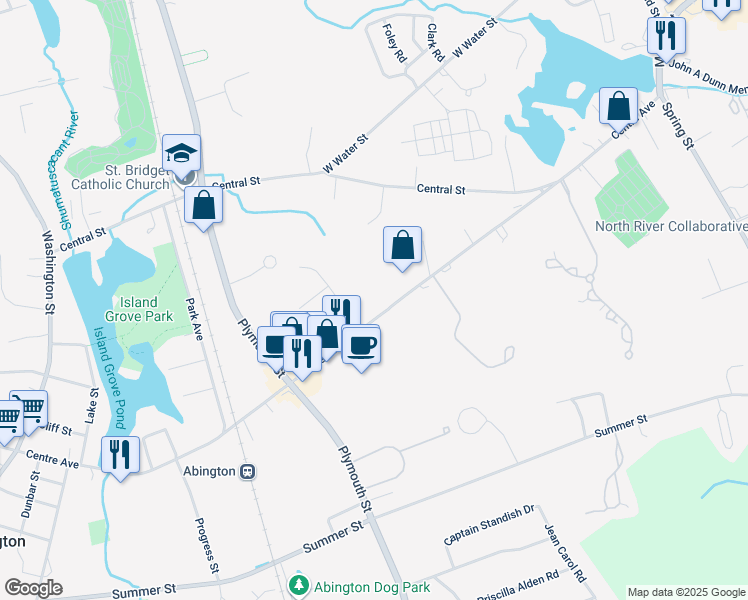 map of restaurants, bars, coffee shops, grocery stores, and more near 460 Centre Avenue in Abington
