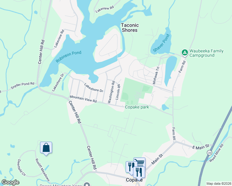 map of restaurants, bars, coffee shops, grocery stores, and more near 117 Lincoln Rd in Copake